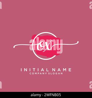 OX Initial handwriting logo with circle Stock Vector