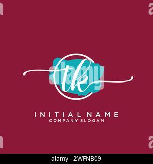 TK Initial handwriting logo with circle Stock Vector