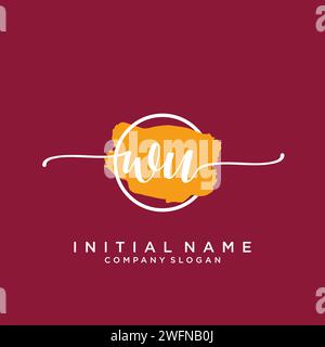 WU Initial handwriting logo with circle Stock Vector