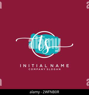 TS Initial handwriting logo with circle Stock Vector