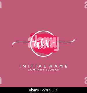 WX Initial handwriting logo with circle Stock Vector