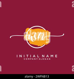 WA Initial handwriting logo with circle Stock Vector