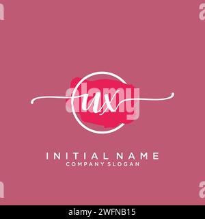 UX Initial handwriting logo with circle Stock Vector