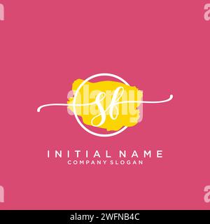 SF Initial handwriting logo with circle Stock Vector