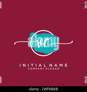 VC Initial handwriting logo with circle Stock Vector
