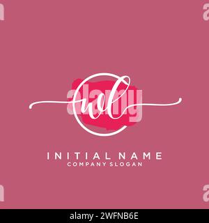 WL Initial handwriting logo with circle Stock Vector
