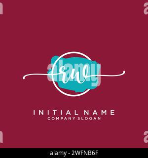 RW Initial handwriting logo with circle Stock Vector
