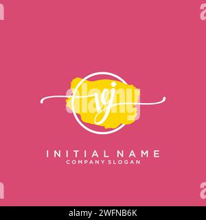VJ Initial handwriting logo with circle Stock Vector