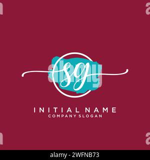 SG Initial handwriting logo with circle Stock Vector