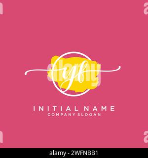 YF Initial handwriting logo with circle Stock Vector