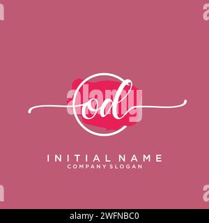 OD Initial handwriting logo with circle Stock Vector