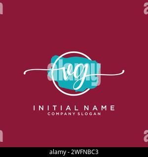 VG Initial handwriting logo with circle Stock Vector