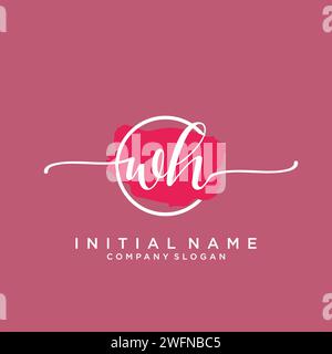 WH Initial handwriting logo with circle Stock Vector