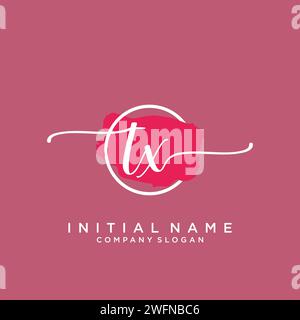 TX Initial handwriting logo with circle Stock Vector