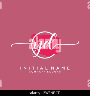 YD Initial handwriting logo with circle Stock Vector