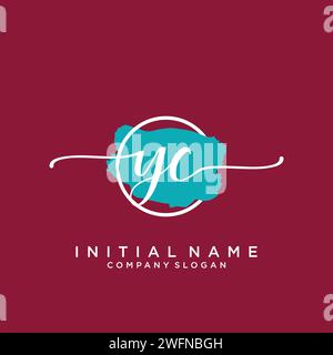 YC Initial handwriting logo with circle Stock Vector