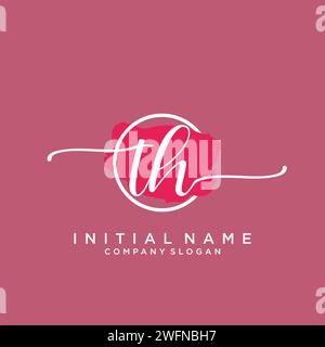 TH Initial handwriting logo with circle Stock Vector