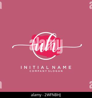 UH Initial handwriting logo with circle Stock Vector