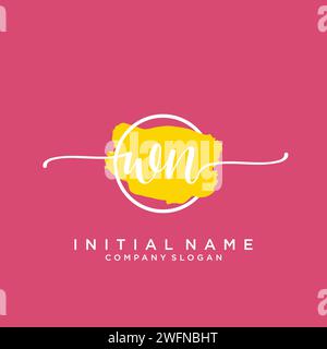 WN Initial handwriting logo with circle Stock Vector
