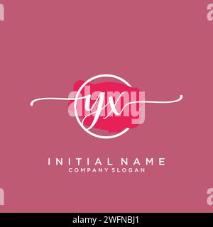 YX Initial handwriting logo with circle Stock Vector