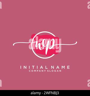 WP Initial handwriting logo with circle Stock Vector