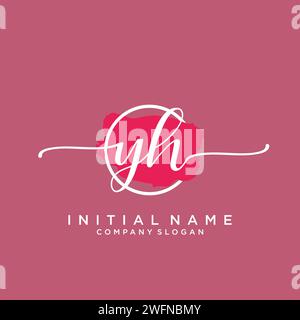 YH Initial handwriting logo with circle Stock Vector
