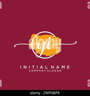 YI Initial handwriting logo with circle Stock Vector