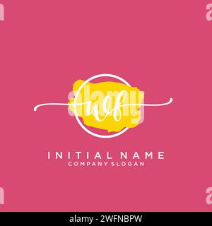 WF Initial handwriting logo with circle Stock Vector