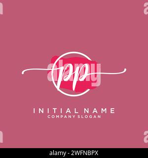 PP Initial handwriting logo with circle Stock Vector