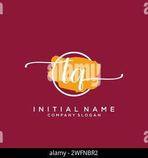 TQ Initial handwriting logo with circle Stock Vector