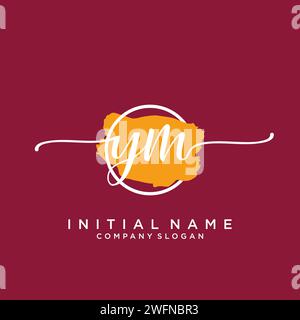 YM Initial handwriting logo with circle Stock Vector