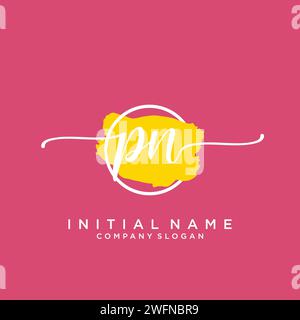 PN Initial handwriting logo with circle Stock Vector