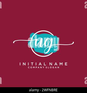 UG Initial handwriting logo with circle Stock Vector