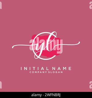 YL Initial handwriting logo with circle Stock Vector