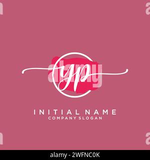YP Initial handwriting logo with circle Stock Vector