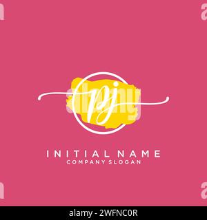 PJ Initial handwriting logo with circle Stock Vector