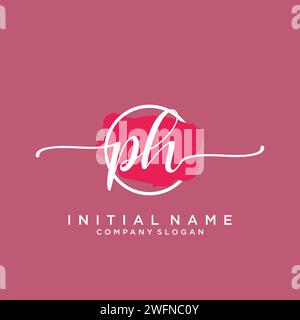 PH Initial handwriting logo with circle Stock Vector