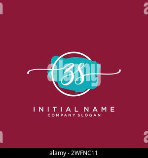 ZS Initial handwriting logo with circle Stock Vector