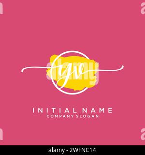 YV Initial handwriting logo with circle Stock Vector