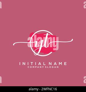 YT Initial handwriting logo with circle Stock Vector