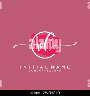 VL Initial handwriting logo with circle Stock Vector