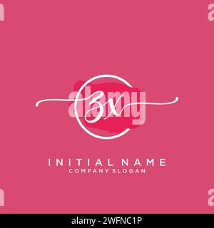ZX Initial handwriting logo with circle Stock Vector