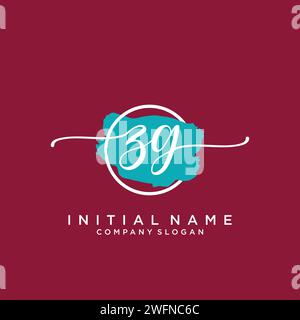 ZG Initial handwriting logo with circle Stock Vector