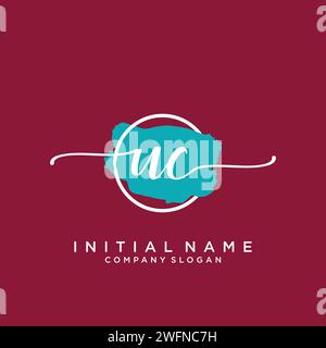 UC Initial handwriting logo with circle Stock Vector