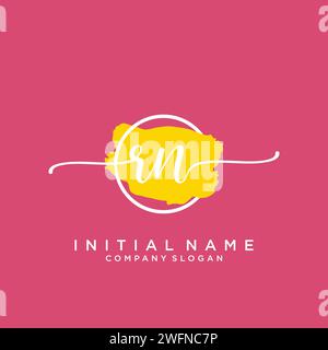 RN Initial handwriting logo with circle Stock Vector