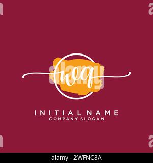 WQ Initial handwriting logo with circle Stock Vector