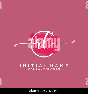 RL Initial handwriting logo with circle Stock Vector