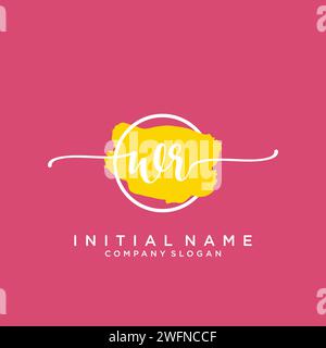 WR Initial handwriting logo with circle Stock Vector
