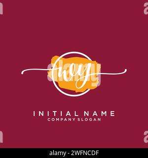 WY Initial handwriting logo with circle Stock Vector
