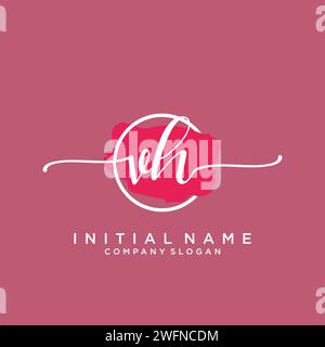 VH Initial handwriting logo with circle Stock Vector